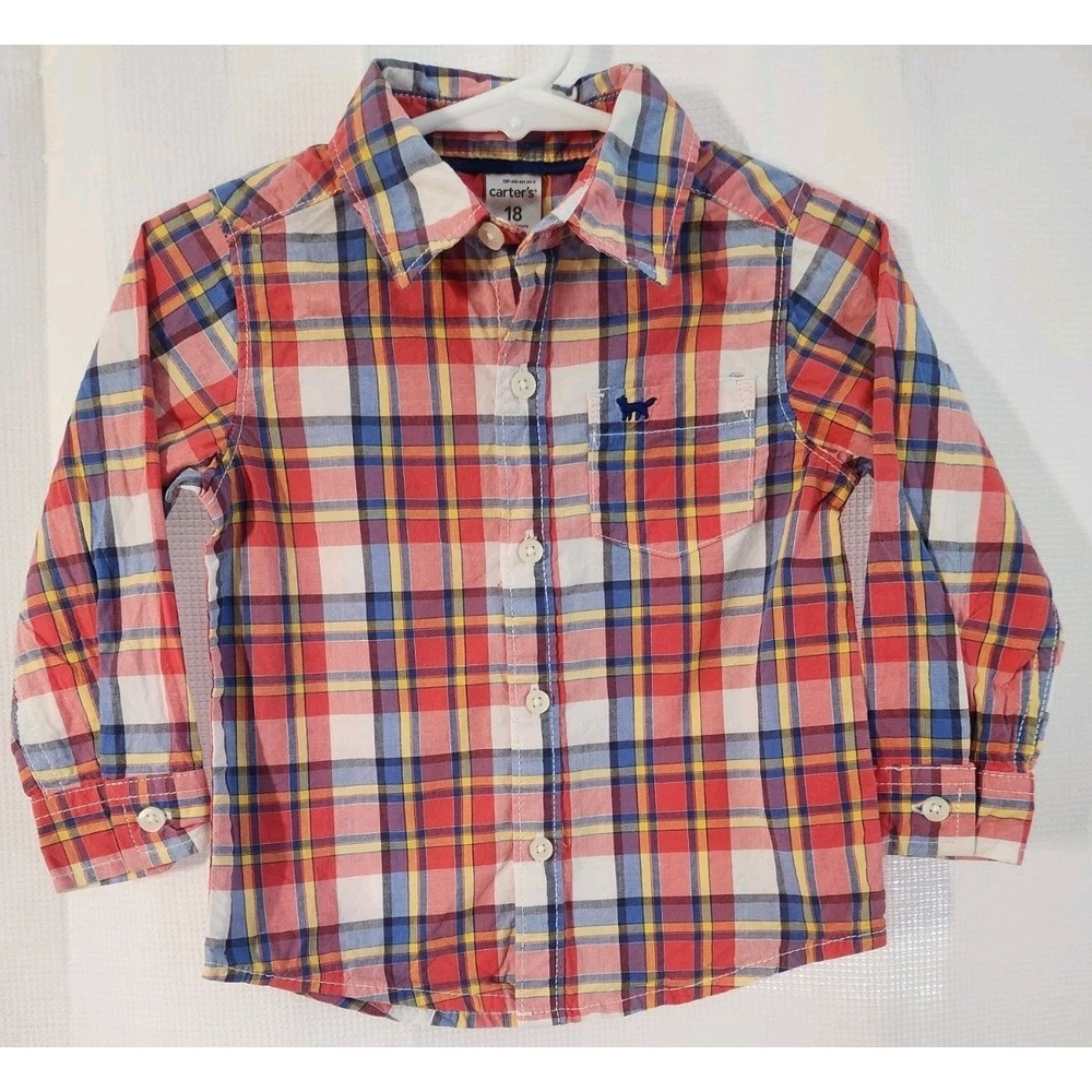 Carters Baby Boy 18M Plaid Button Down Shirt‎ Guc